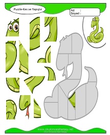Puzzle Kes Yapıştır Çalışma Sayfaları